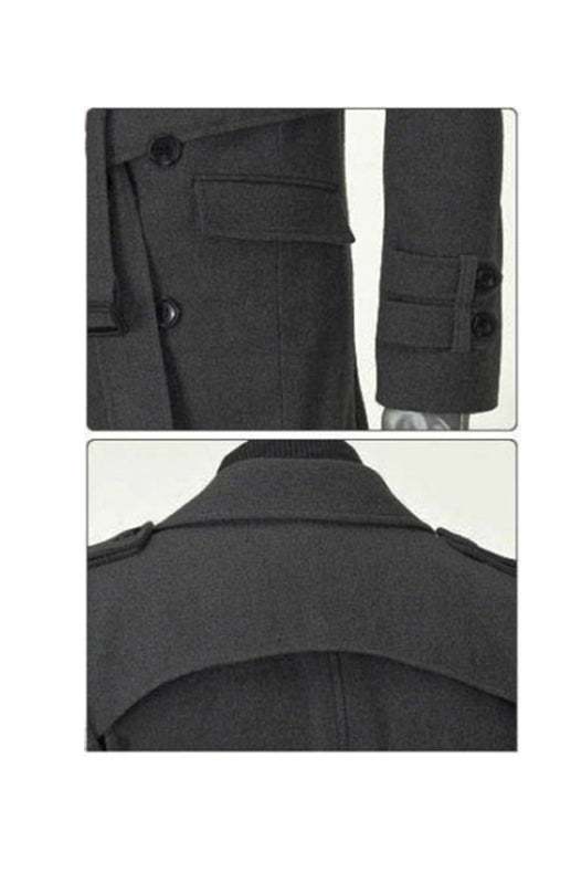 Men's Mid-length Trench Coat Slim Fit Large Thick Woolen Coat - FashionistaDeal