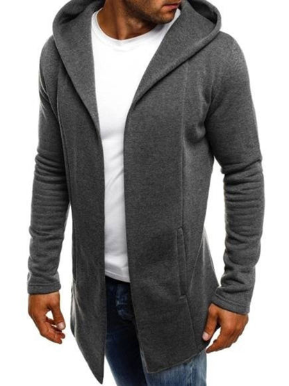 Men's Hooded Fashion Stitching Solid Color Cardigan - FashionistaDeal