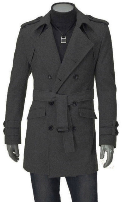 Men's Double Breasted Jacket Slim Long Trench Coat - FashionistaDeal