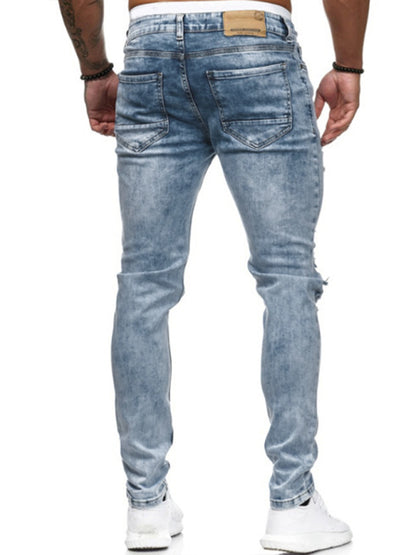 Men's Fashion Frayed Slim Fit Long Jeans - FashionistaDeal