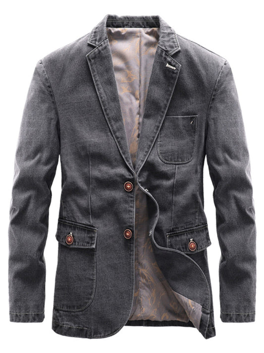 Men's Casual Loose Denim Multi-pocket Suit Jacket - FashionistaDeal