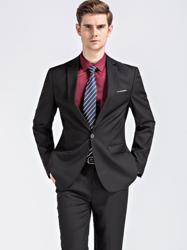 Men's Slim Fit Business Two Piece Suit - FashionistaDeal