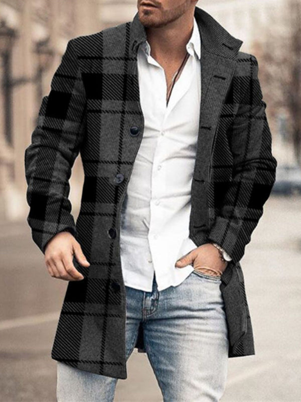 Men's Plaid Classic Overcoat - FashionistaDeal