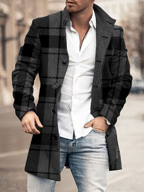 Men's Plaid Classic Overcoat - FashionistaDeal