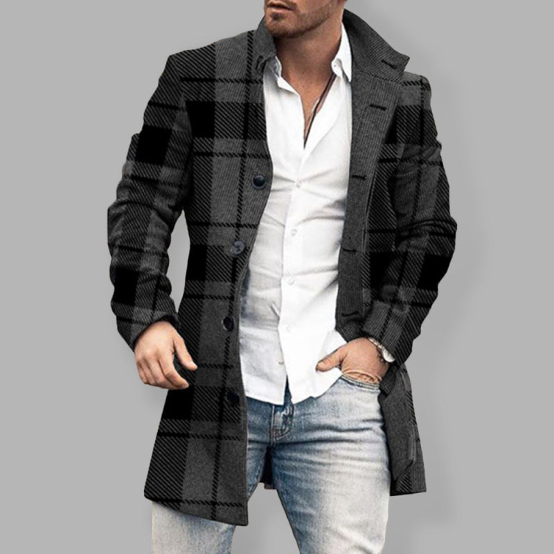 Men's Plaid Classic Overcoat - FashionistaDeal