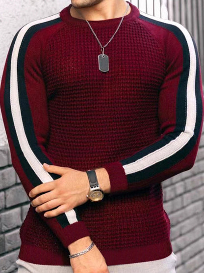 Men's Legend Stripe Sleeve Waffle Knit T-shirt - FashionistaDeal