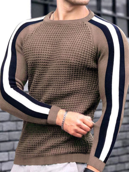 Men's Legend Stripe Sleeve Waffle Knit T-shirt - FashionistaDeal