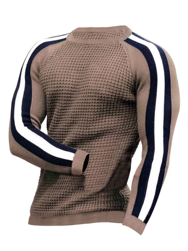 Men's Legend Stripe Sleeve Waffle Knit T-shirt - FashionistaDeal