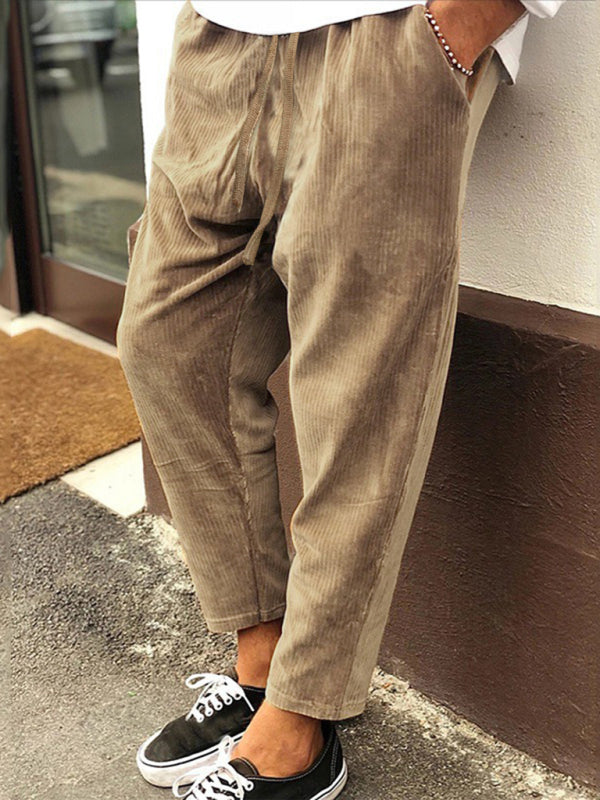 New Men's Corduroy Loose Casual Straight Cropped Pants - FashionistaDeal