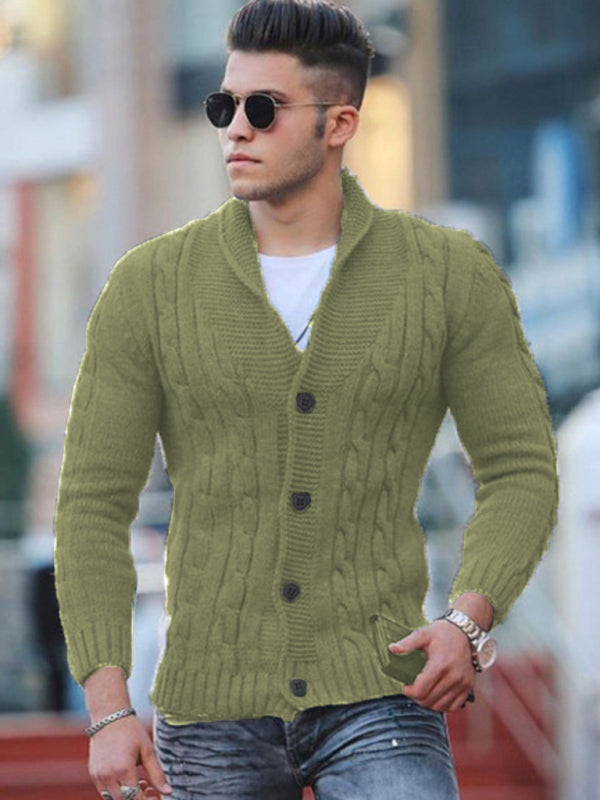 New Sweater Men's Knitted Cardigan Solid Color Slim Men's Jacket - FashionistaDeal