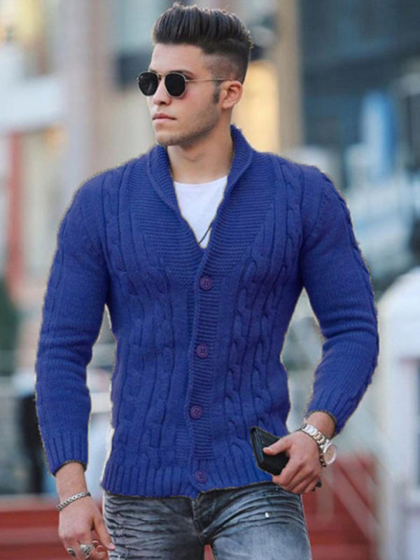 New Sweater Men's Knitted Cardigan Solid Color Slim Men's Jacket - FashionistaDeal