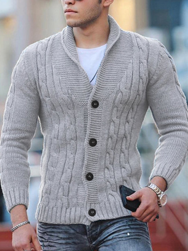 New Sweater Men's Knitted Cardigan Solid Color Slim Men's Jacket - FashionistaDeal