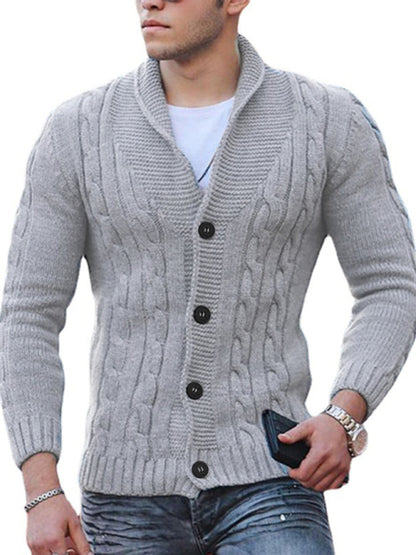 New Sweater Men's Knitted Cardigan Solid Color Slim Men's Jacket - FashionistaDeal