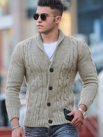 New Sweater Men's Knitted Cardigan Solid Color Slim Men's Jacket - FashionistaDeal