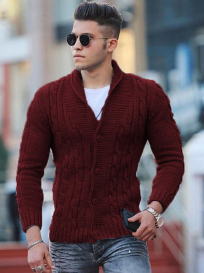 New Sweater Men's Knitted Cardigan Solid Color Slim Men's Jacket - FashionistaDeal