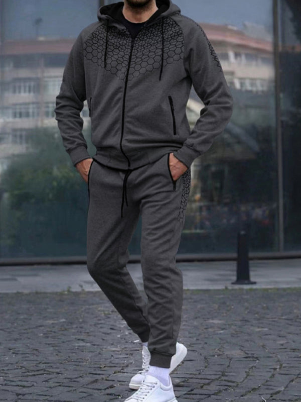 Men's Performance Zipper Hoodie And Sweatpants Two Piece Set - FashionistaDeal