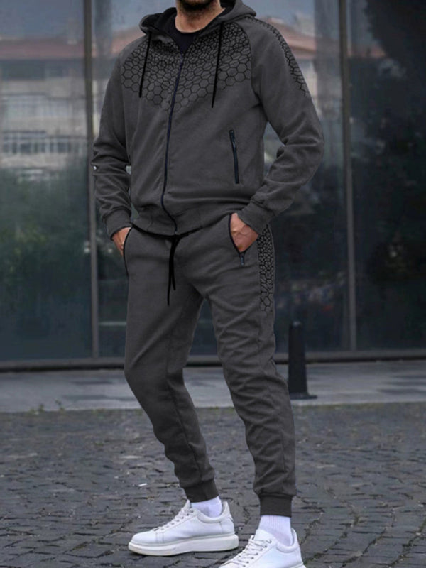 Men's Performance Zipper Hoodie And Sweatpants Two Piece Set - FashionistaDeal