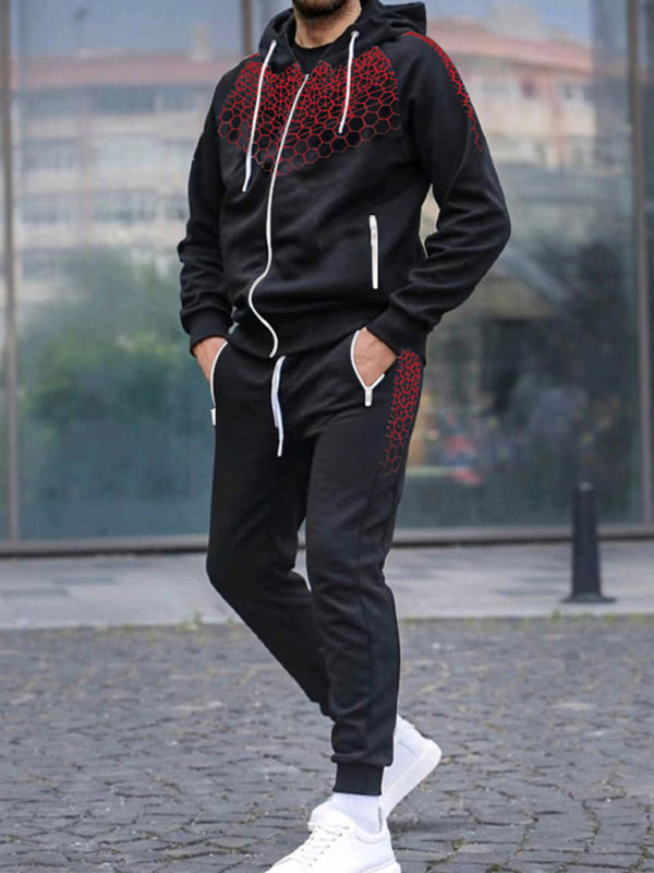 Men's Performance Zipper Hoodie And Sweatpants Two Piece Set - FashionistaDeal