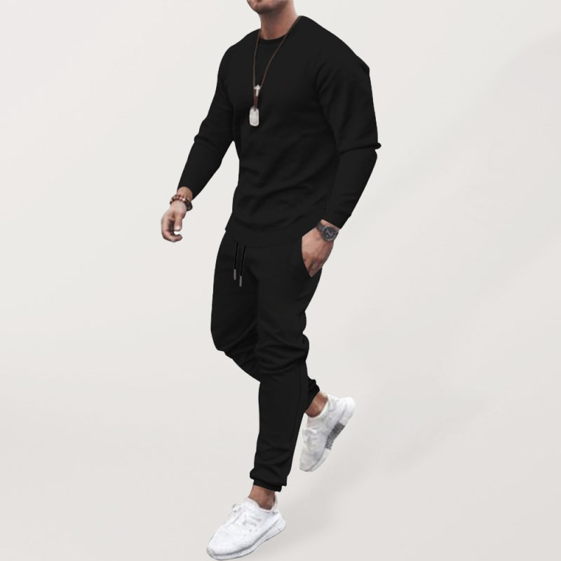 Men's Solid Color Sweatshirt And Sweatpant Two Piece Sets - FashionistaDeal