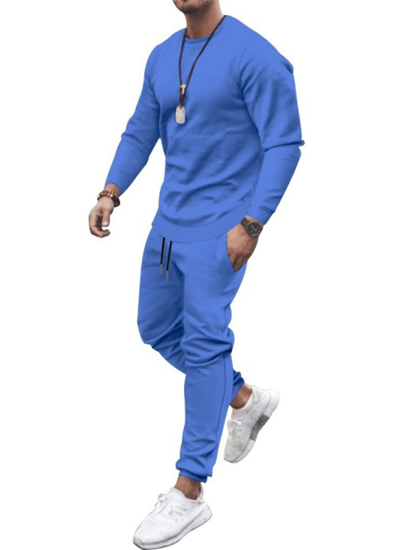 Men's Solid Color Sweatshirt And Sweatpant Two Piece Sets - FashionistaDeal