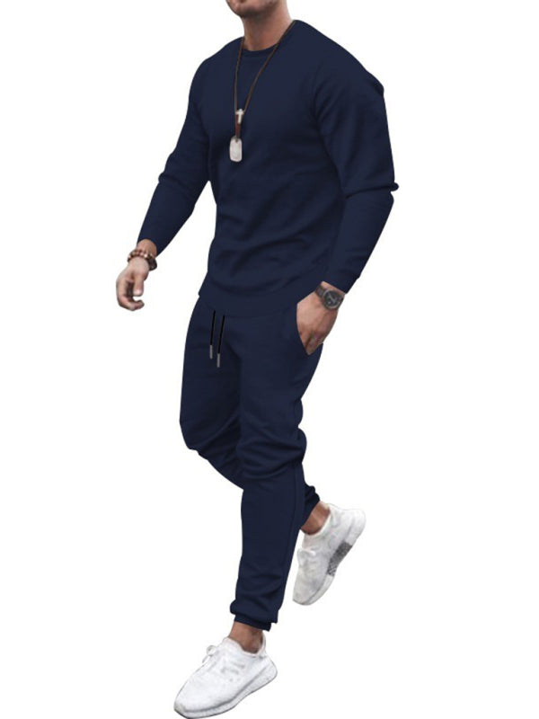 Men's Solid Color Sweatshirt And Sweatpant Two Piece Sets - FashionistaDeal