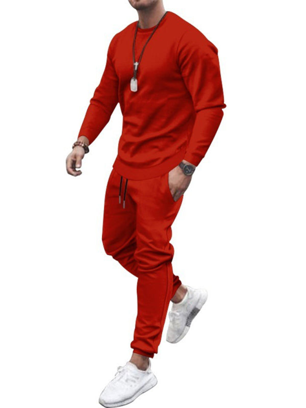 Men's Solid Color Sweatshirt And Sweatpant Two Piece Sets - FashionistaDeal