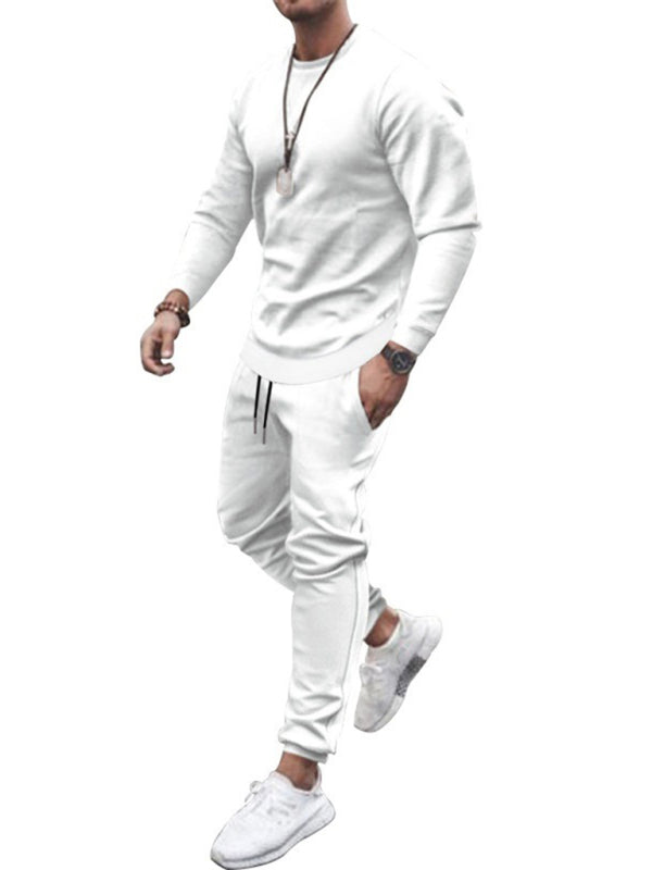 Men's Solid Color Sweatshirt And Sweatpant Two Piece Sets - FashionistaDeal