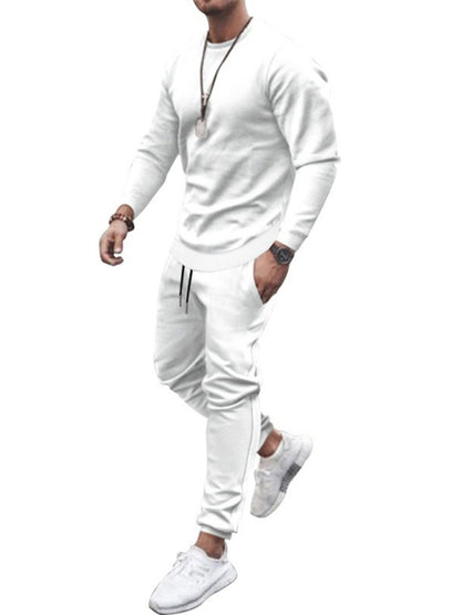 Men's Solid Color Sweatshirt And Sweatpant Two Piece Sets - FashionistaDeal