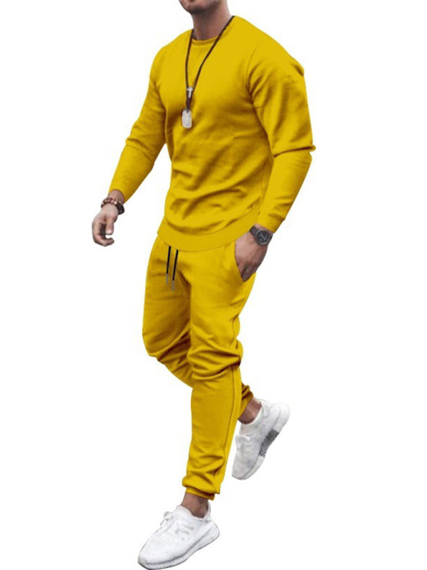 Men's Solid Color Sweatshirt And Sweatpant Two Piece Sets - FashionistaDeal