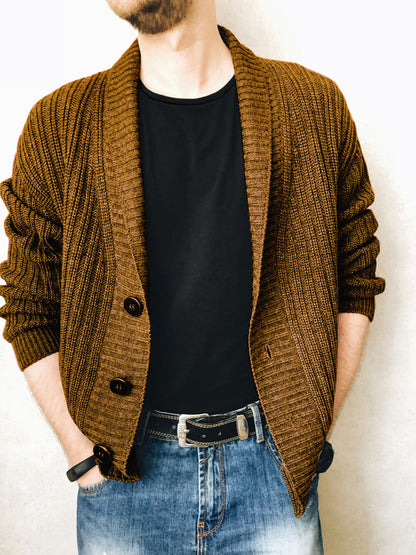 Men's Solid Color Single Breasted Casual Knit Cardigan - FashionistaDeal