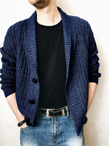 Men's Solid Color Single Breasted Casual Knit Cardigan - FashionistaDeal