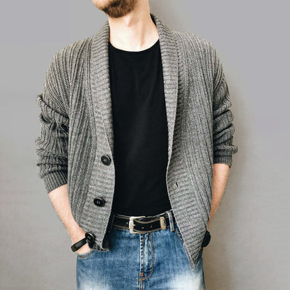 Men's Solid Color Single Breasted Casual Knit Cardigan - FashionistaDeal