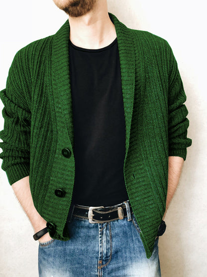 Men's Solid Color Single Breasted Casual Knit Cardigan - FashionistaDeal