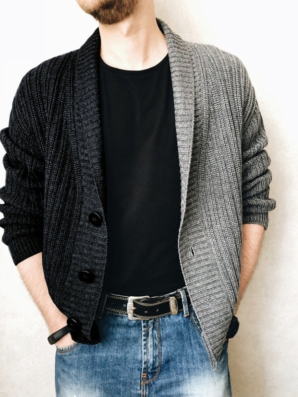 Men's Color Block Single Breasted Casual Knit Cardigan - FashionistaDeal