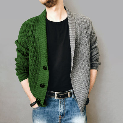 Men's Color Block Single Breasted Casual Knit Cardigan - FashionistaDeal