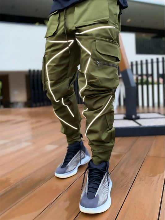 Men's trendy loose straight multi-pocket cargo pants - FashionistaDeal