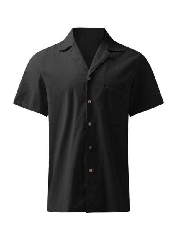 Men's Woven Linen Loose Lapel Shirt - FashionistaDeal