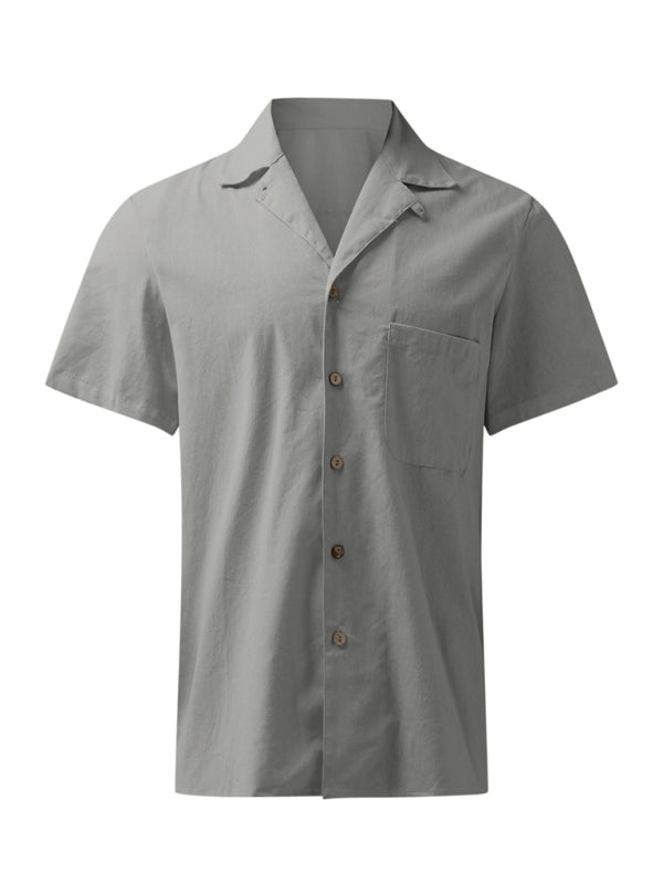 Men's Woven Linen Loose Lapel Shirt - FashionistaDeal