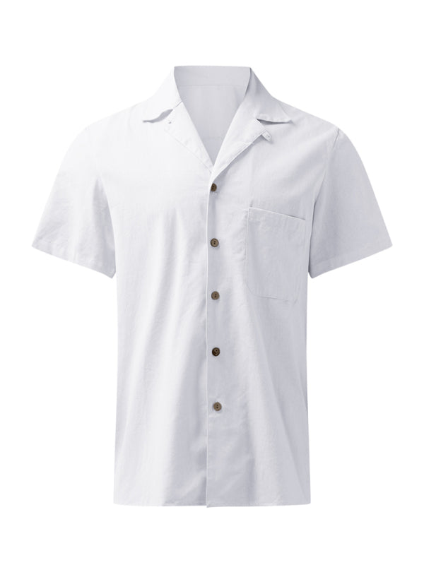 Men's Woven Linen Loose Lapel Shirt - FashionistaDeal