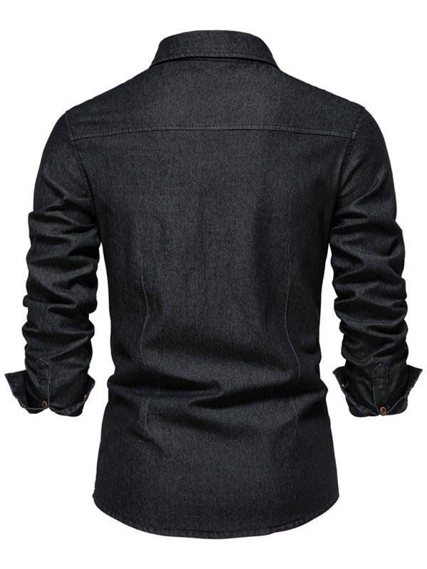 Men's casual solid color non-iron men's long-sleeved shirts - FashionistaDeal