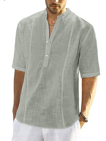 Men's Comfortable Casual Linen Shirt with Long Sleeves - FashionistaDeal