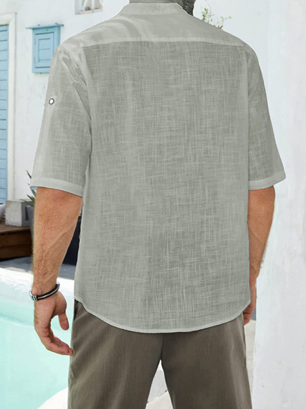 Men's Comfortable Casual Linen Shirt with Long Sleeves - FashionistaDeal