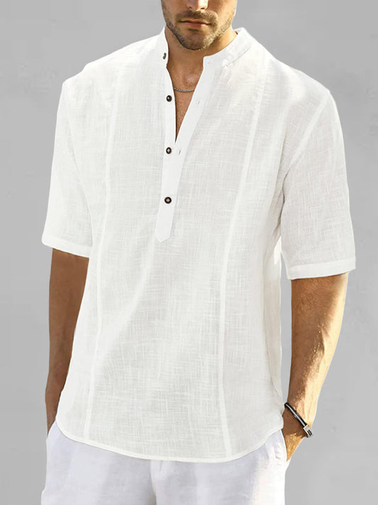 Men's Comfortable Casual Linen Shirt with Long Sleeves - FashionistaDeal