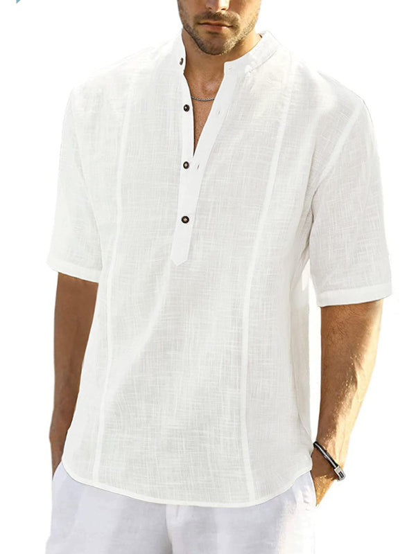 Men's Comfortable Casual Linen Shirt with Long Sleeves - FashionistaDeal