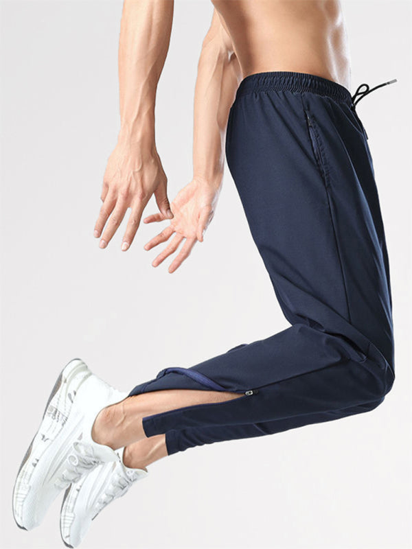 Ice silk quick-drying breathable fitness drawstring casual side zipper trousers - FashionistaDeal