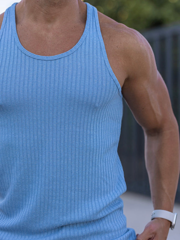 Men'S Solid Color Ribbed Muscle Tank - FashionistaDeal