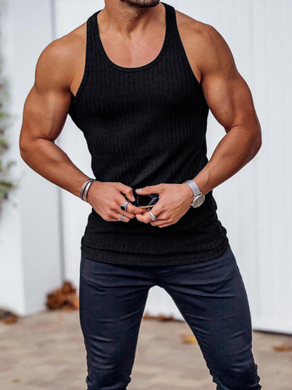 Men'S Solid Color Ribbed Muscle Tank - FashionistaDeal