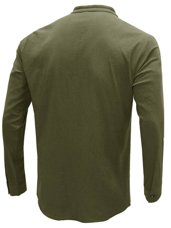 Men's Solid Color Defender Performance Long Sleeve Henley - FashionistaDeal