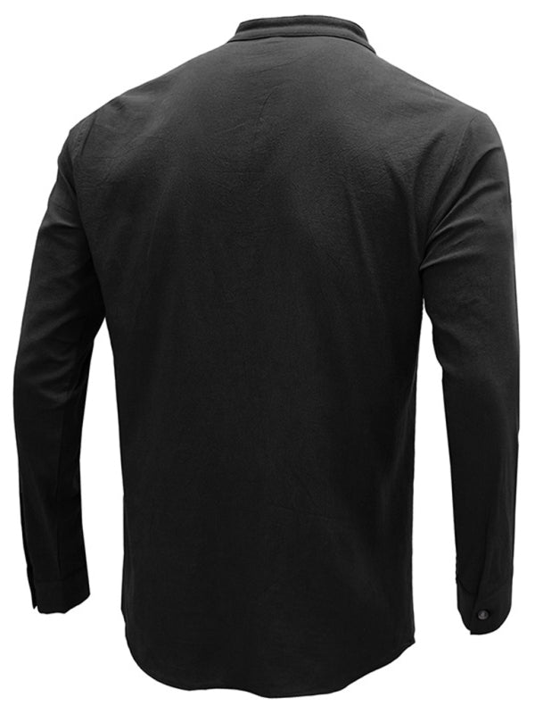 Men's Solid Color Defender Performance Long Sleeve Henley - FashionistaDeal