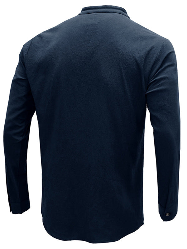 Men's Solid Color Defender Performance Long Sleeve Henley - FashionistaDeal